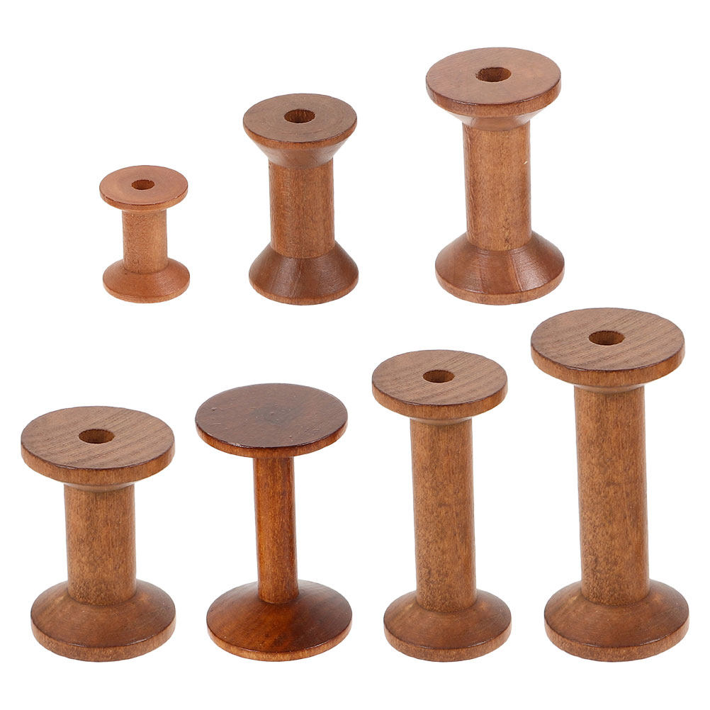 Embroidery Craft - 7Pcs Wooden Thread Spools Empty Thread