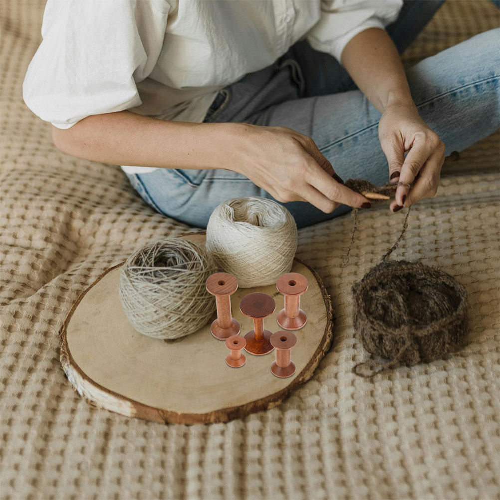 Embroidery Craft - 7Pcs Wooden Thread Spools Vintage Style