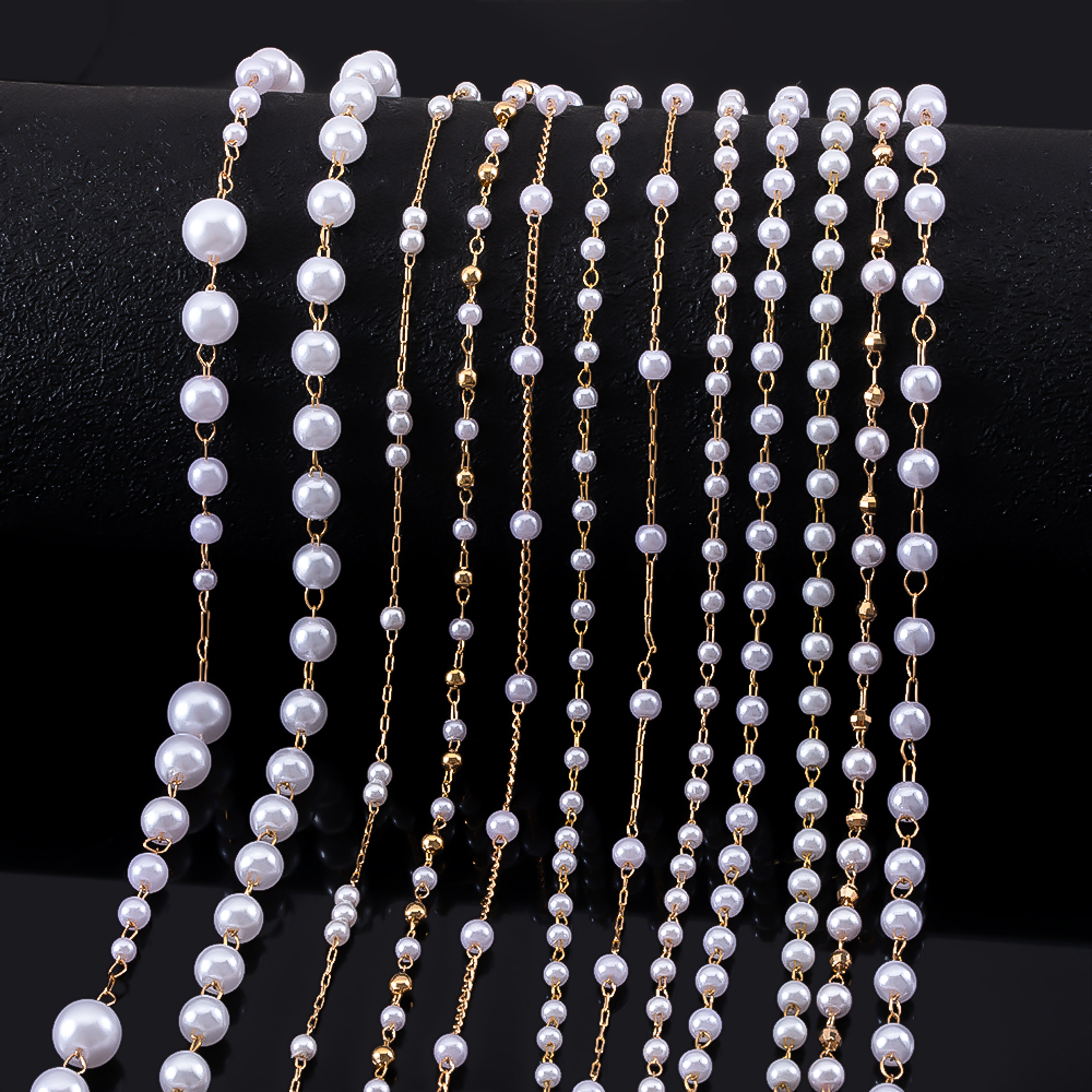 Pearl Trim Chain - 1M Stylish Multi-Style Copper Metal Chain