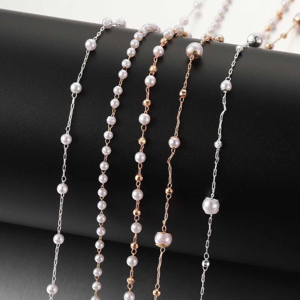 Pearl Trim Chain - 1 Meter Beaded Imitation Pearl Copper