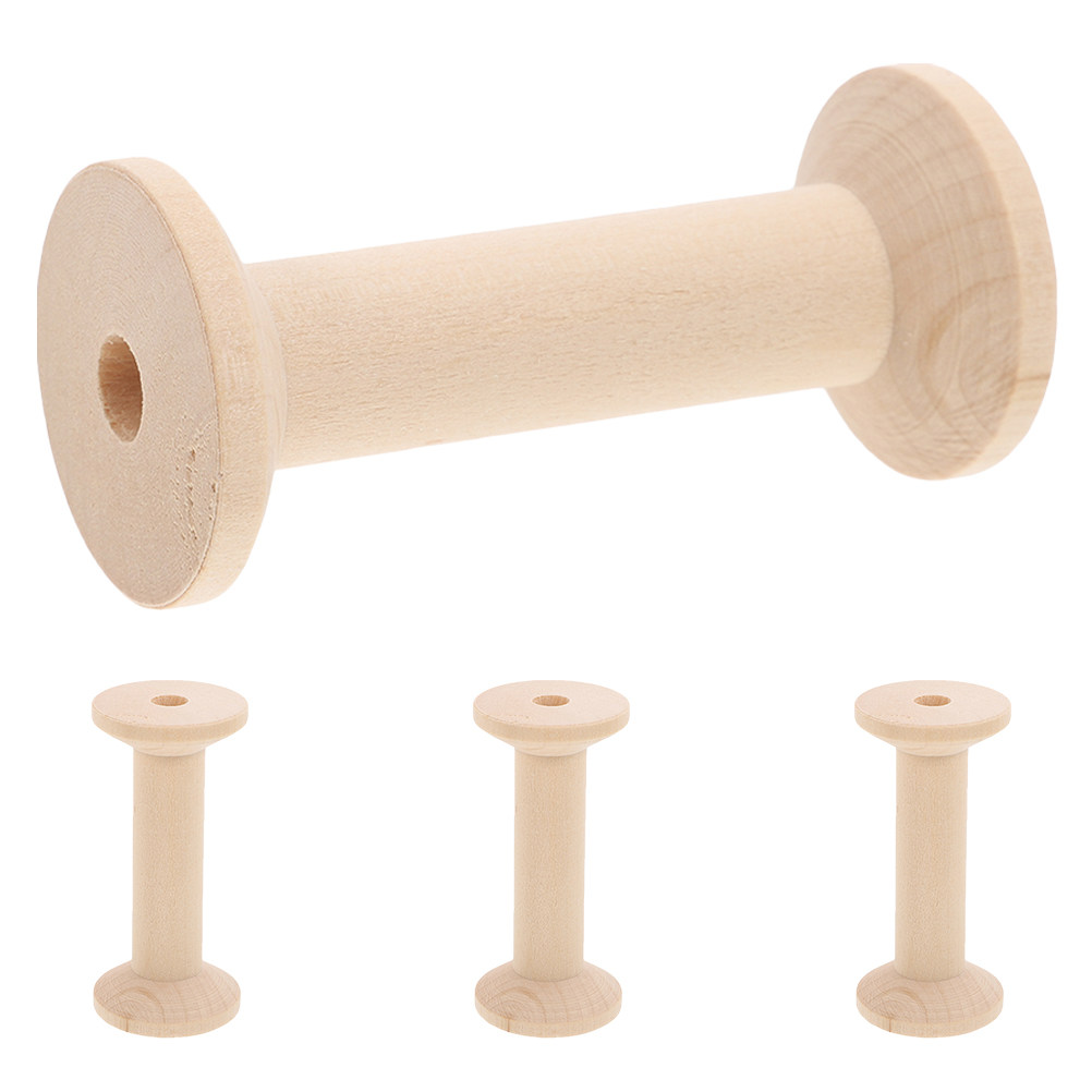 4Pcs Wooden Thread Spools Set  - Embroidery Craft のレビューと価格