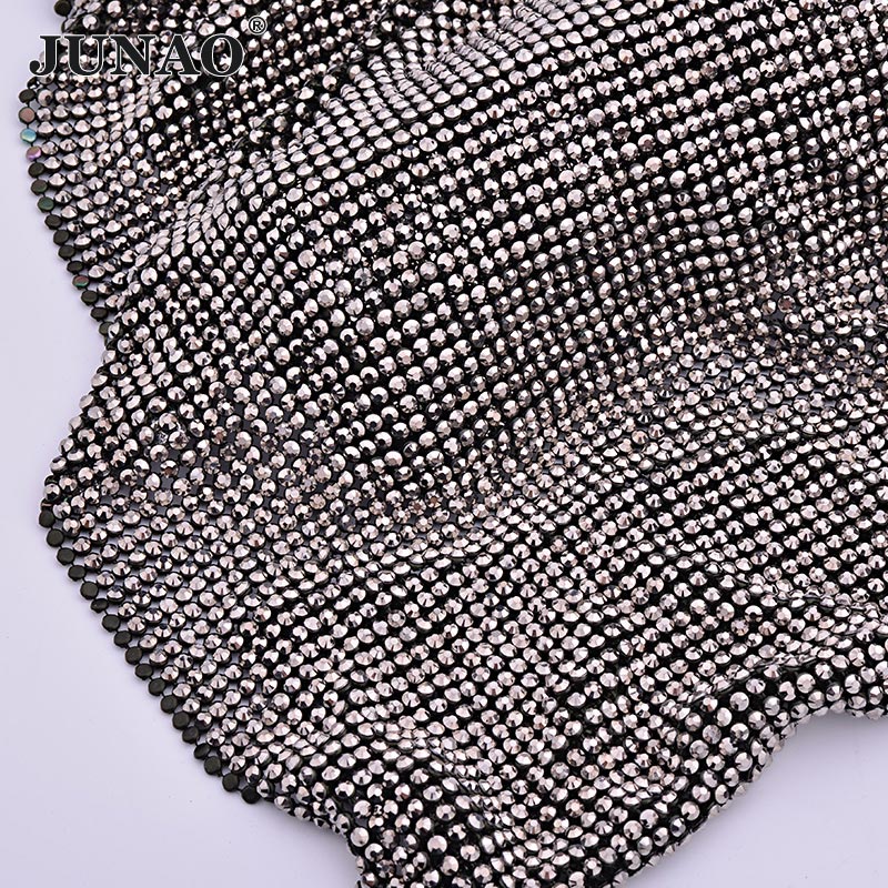 JUNAO 45*120cm Black Gold Crys - Crystal Mesh Fabric のレビューと価格