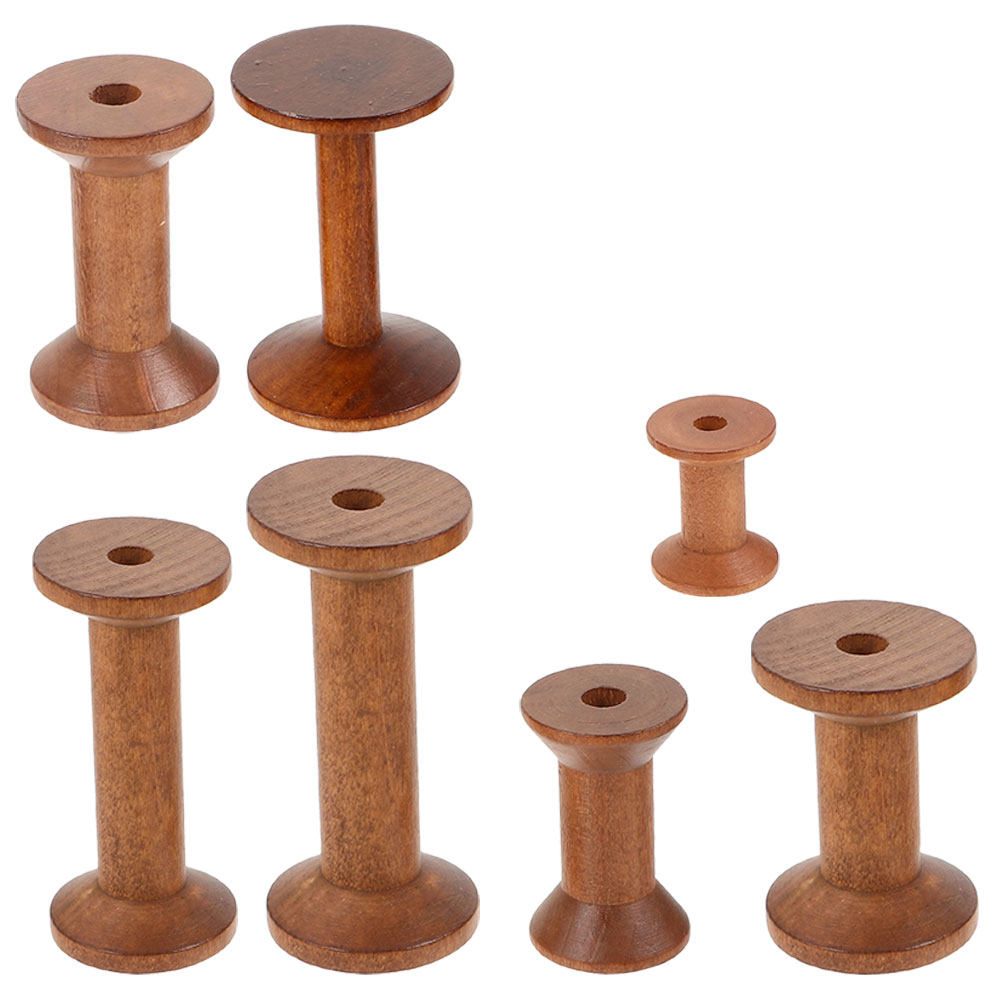 7Pcs Wooden Thread Spools Empt - Embroidery Craft のレビューと価格