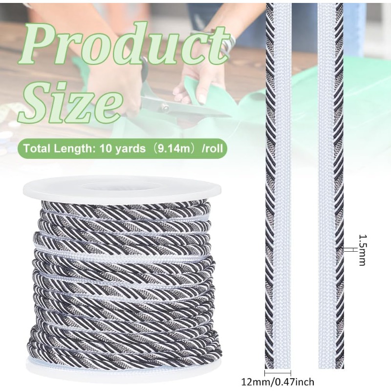 10 Yard Black Twisted Lip Cord - Cord Trim Twisted のレビューと価格