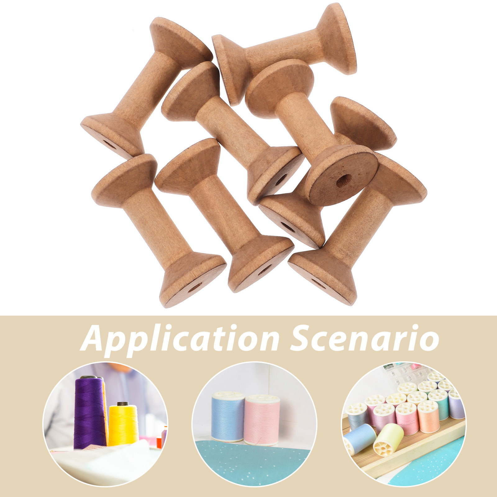 8Pcs Wooden Spools 70x40mm Pun - Embroidery Craft のレビューと価格