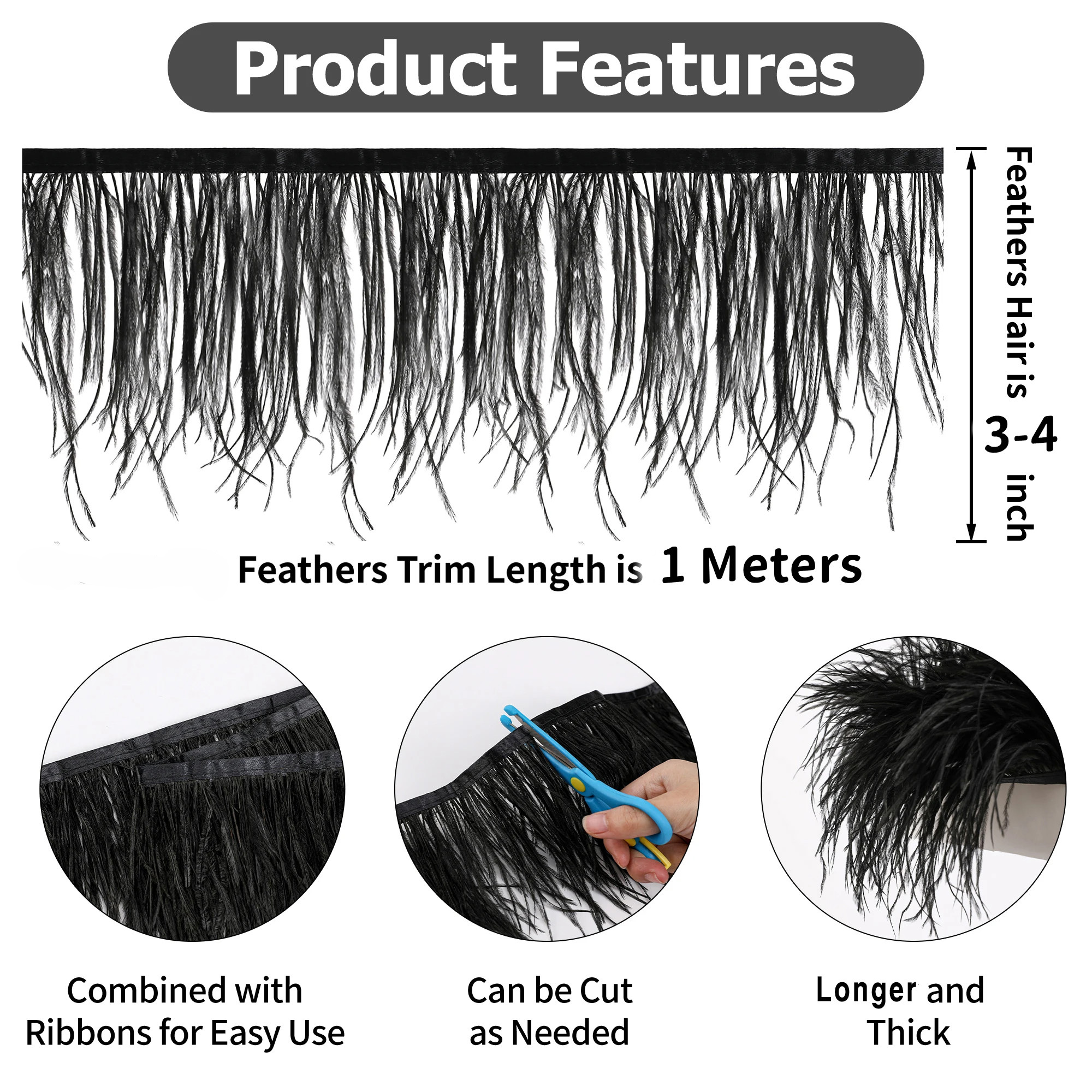 100CM Natural ostrich Feather  - Feather Trim Marabou のレビューと価格