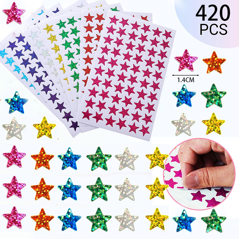 420Pcs Star Stickers Sparkly H - Glitter Vinyl Roll のレビューと価格