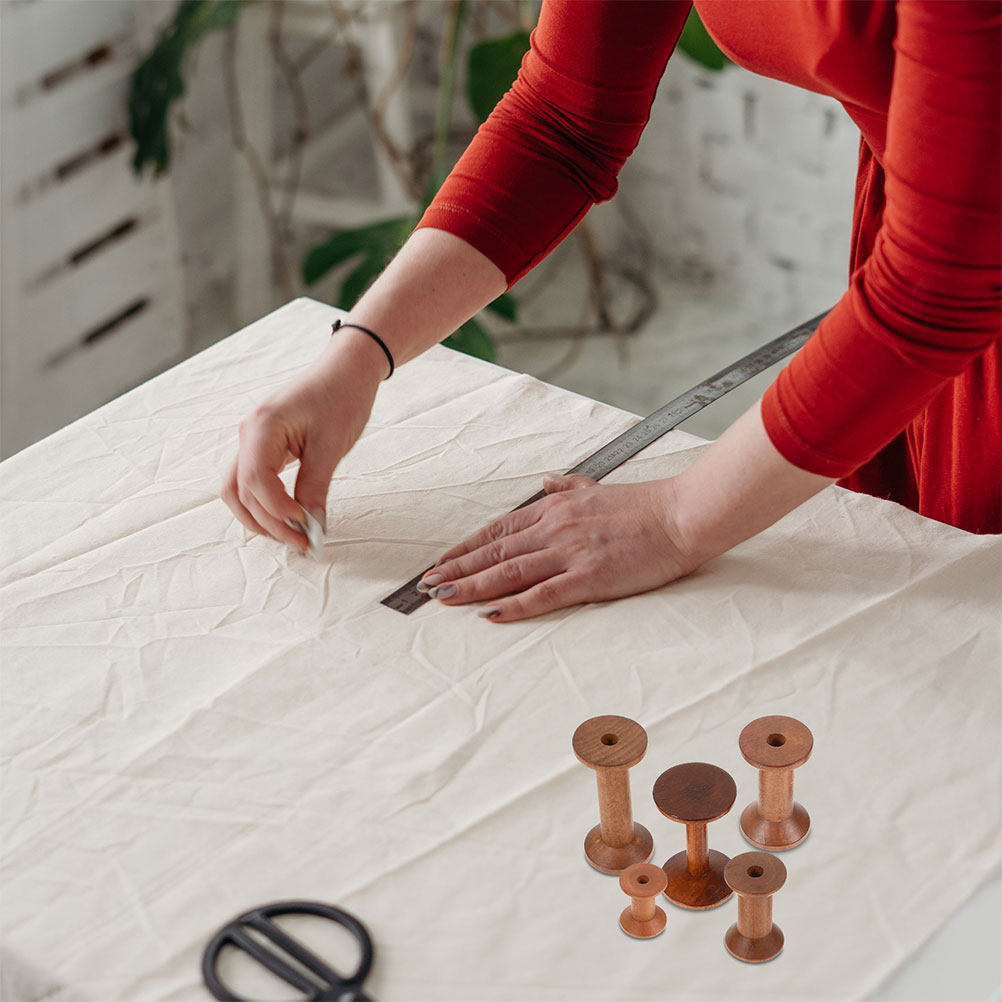 7Pcs Wooden Thread Spools Empt - Embroidery Craft のレビューと価格