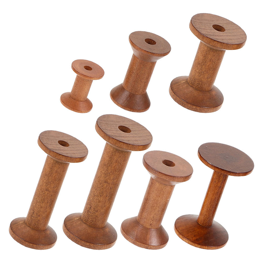 7Pcs Wooden Thread Spools Empt - Embroidery Craft のレビューと価格