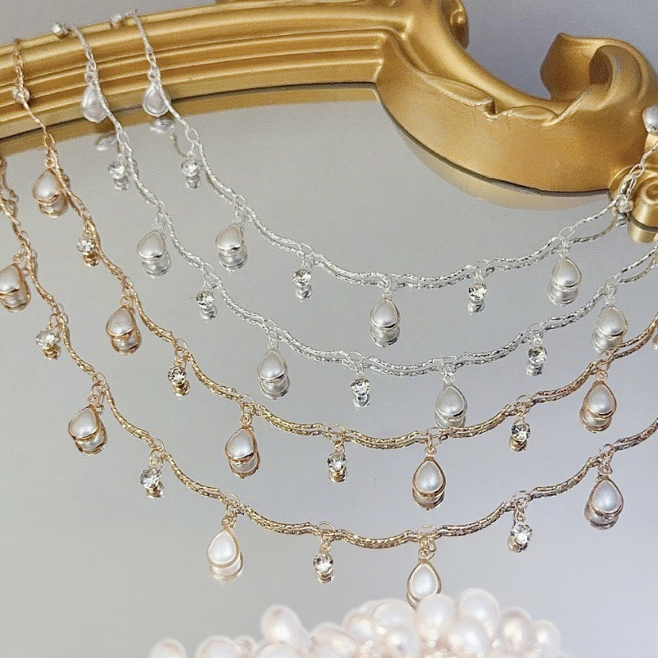 0.5/1/2M Exquisite Curved Stic - Pearl Trim Chain のレビューと価格
