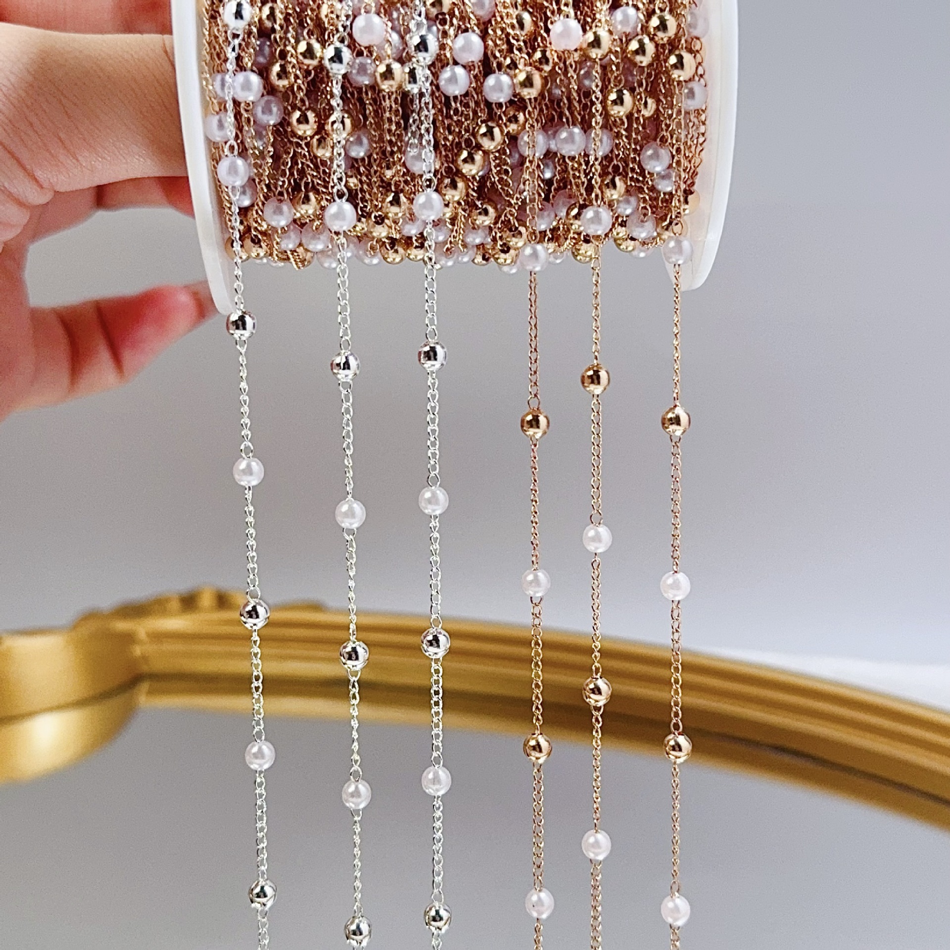 0.5/1/2M Pearl Copper Bead Cha - Pearl Trim Chain のレビューと価格