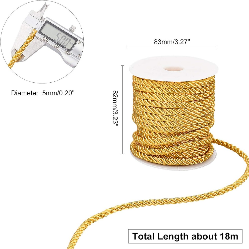 1 Roll 59 Feet Gold Cord 5mm T - Cord Trim Twisted のレビューと価格