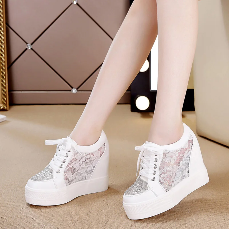 Fashion Sneakers Women Platfor - Crystal Mesh Fabric のレビューと価格
