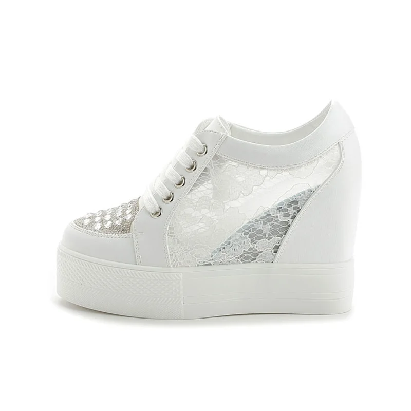 Fashion Sneakers Women Platfor - Crystal Mesh Fabric のレビューと価格