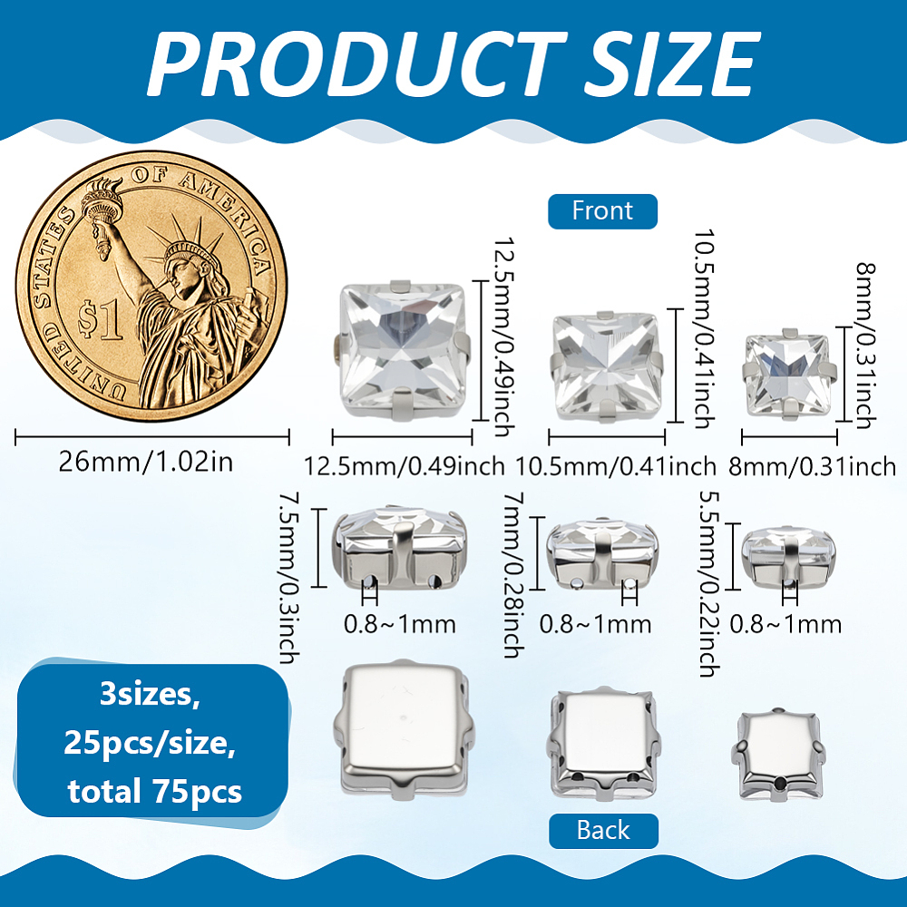 75Pcs Sew on Rhinestone Multi- - Sew On Rhinestone のレビューと価格