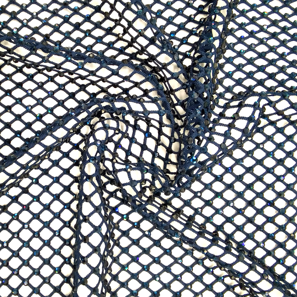 SS10 Rhinestones Mesh Navy Col - Crystal Mesh Fabric のレビューと価格