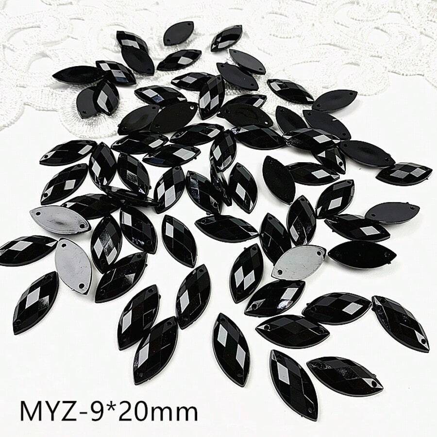 100pcs Mixed Size Black Acryli - Sew On Rhinestone のレビューと価格