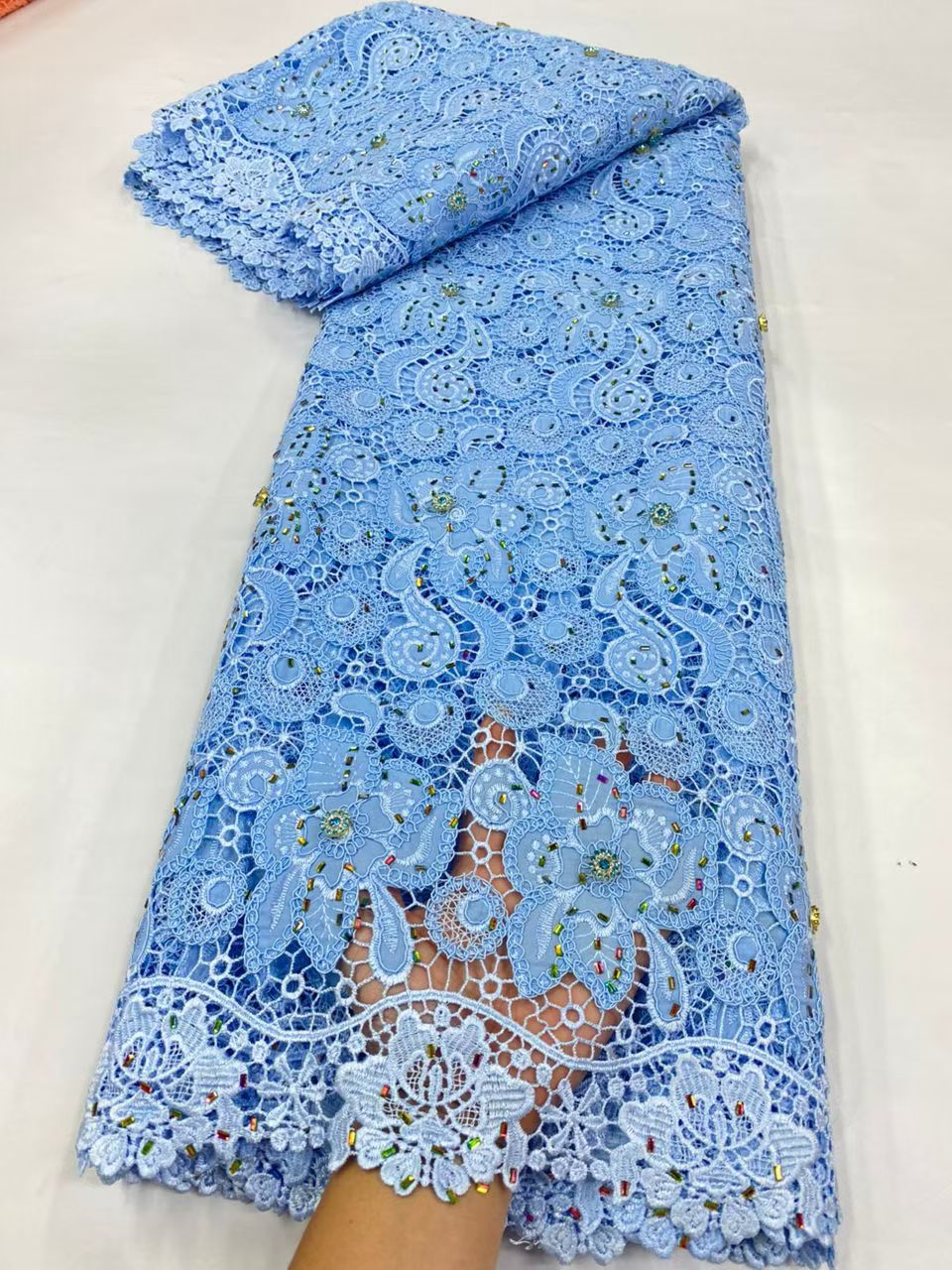 Latest Cord Guipure Lace Fabri - Crystal Mesh Fabric のレビューと価格