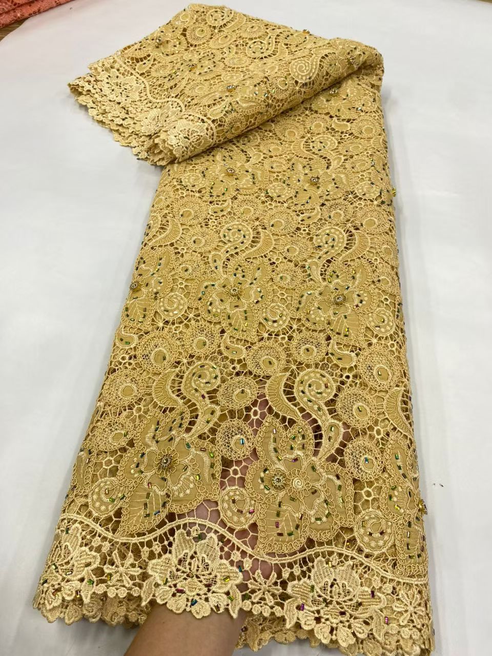Latest Cord Guipure Lace Fabri - Crystal Mesh Fabric のレビューと価格