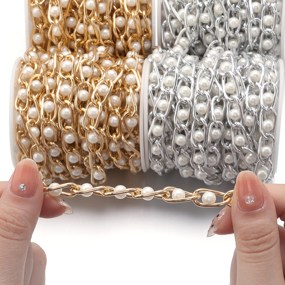 5Yards/Roll Beaded Chain Imita - Pearl Trim Chain のレビューと価格
