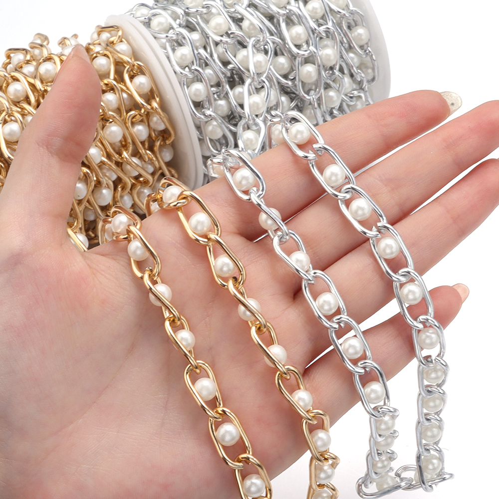 5Yards/Roll Beaded Chain Imita - Pearl Trim Chain のレビューと価格