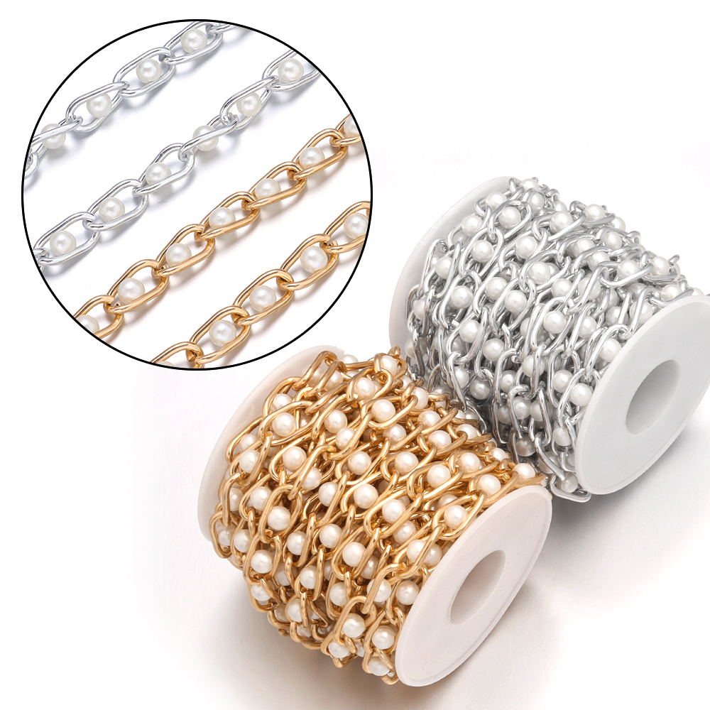 5Yards/Roll Beaded Chain Imita - Pearl Trim Chain のレビューと価格