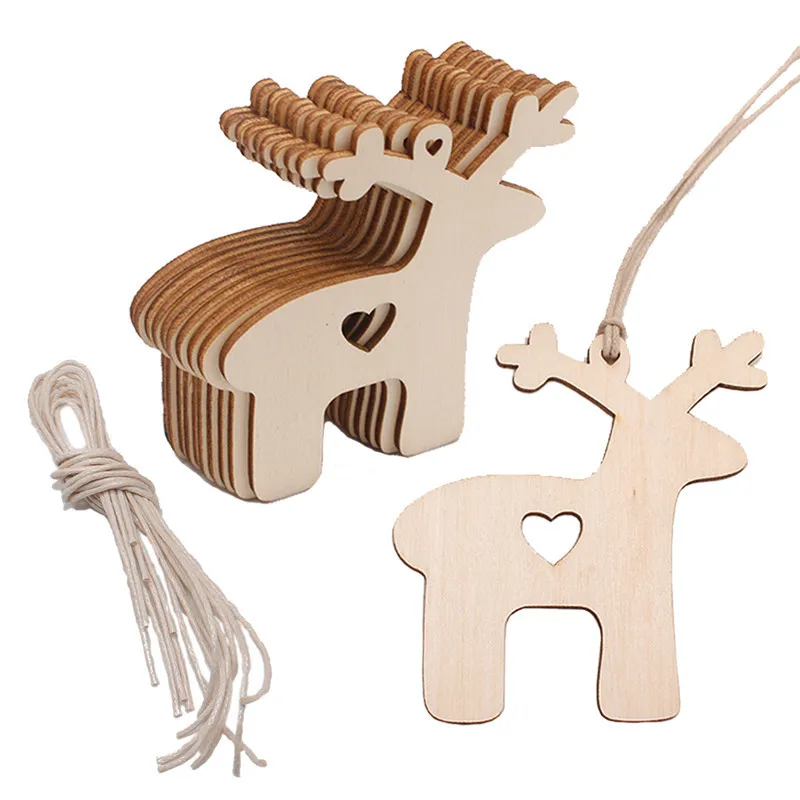 10PCS Wooden Tree Bell Deer Un - Christmas Craft Embellishment のレビューと価格