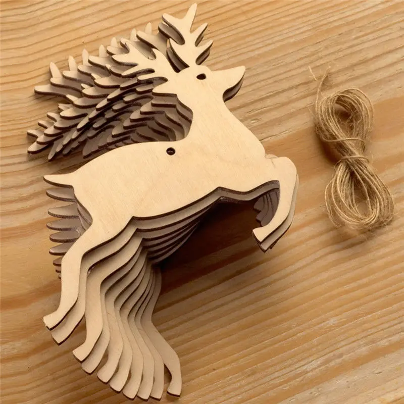 10PCS Wooden Tree Bell Deer Un - Christmas Craft Embellishment のレビューと価格