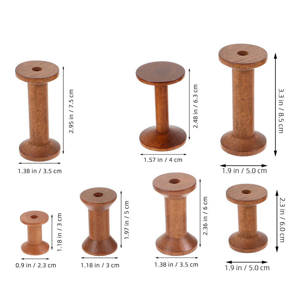 7Pcs Wooden Thread Spools Vint - Embroidery Craft のレビューと価格