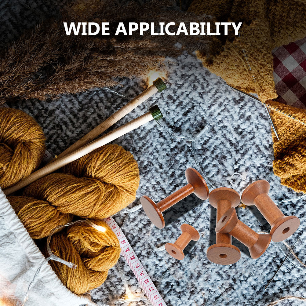 7Pcs Wooden Thread Spools Vint - Embroidery Craft のレビューと価格