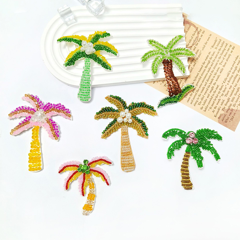 1Pc 3D Coconut Tree Beaded Pat - Craft Embellishment のレビューと価格