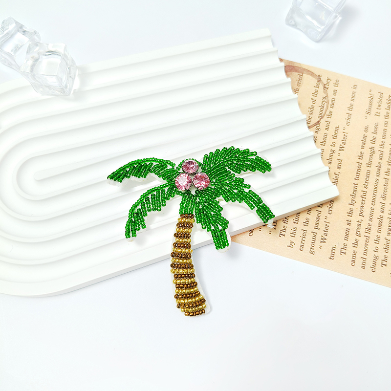 1Pc 3D Coconut Tree Beaded Pat - Craft Embellishment のレビューと価格