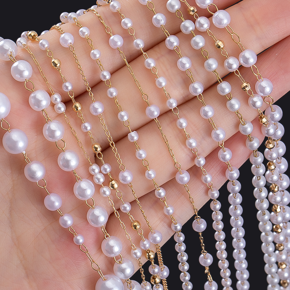 1M Stylish Multi-Style Copper  - Pearl Trim Chain のレビューと価格