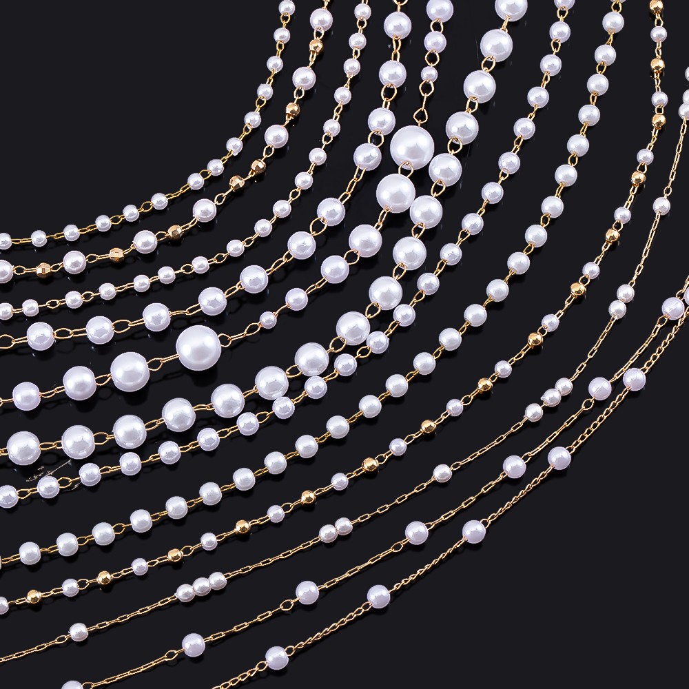 1M Stylish Multi-Style Copper  - Pearl Trim Chain のレビューと価格