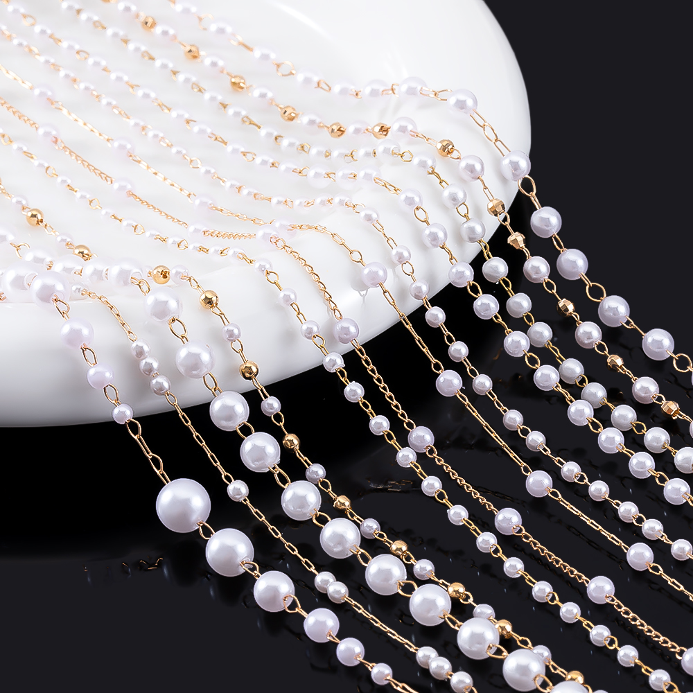 1M Stylish Multi-Style Copper  - Pearl Trim Chain のレビューと価格