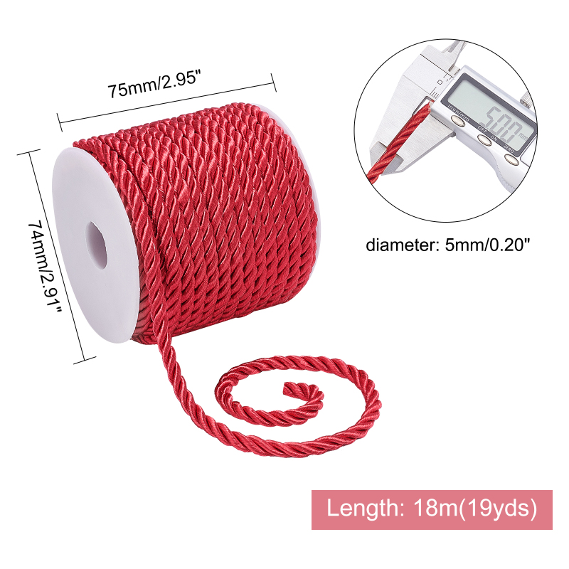 19.6 Yard Red Silk Rope 3-Ply  - Cord Trim Twisted のレビューと価格