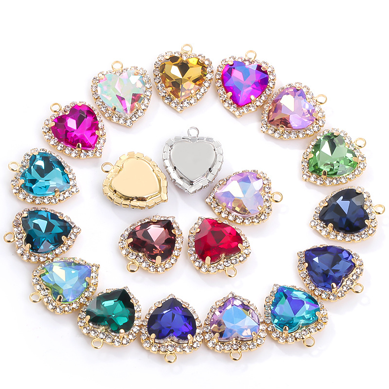 Love Heart Pendant Metal Butto - Sew On Rhinestone のレビューと価格