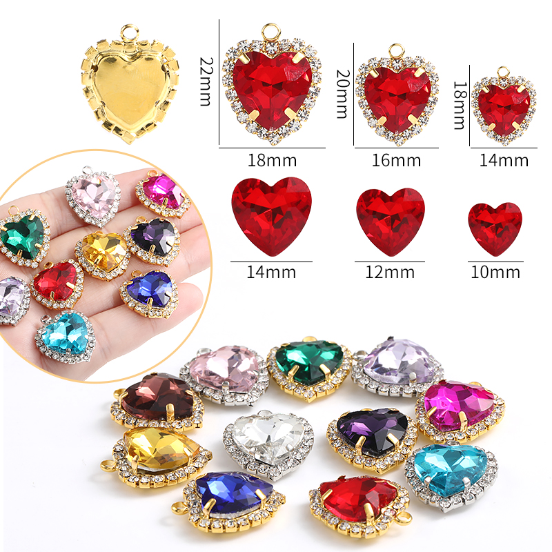Love Heart Pendant Metal Butto - Sew On Rhinestone のレビューと価格