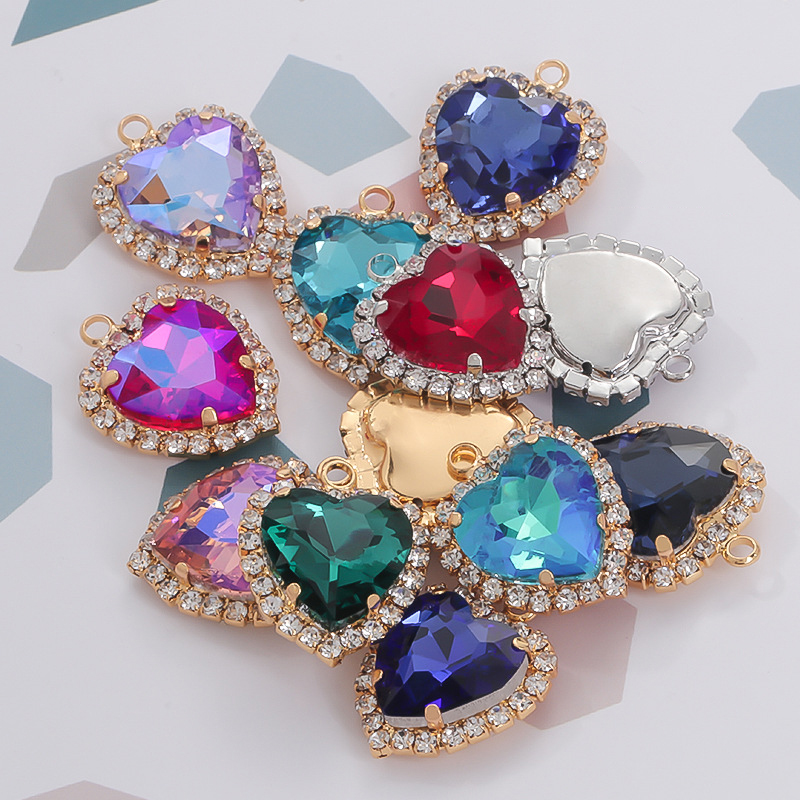 Love Heart Pendant Metal Butto - Sew On Rhinestone のレビューと価格