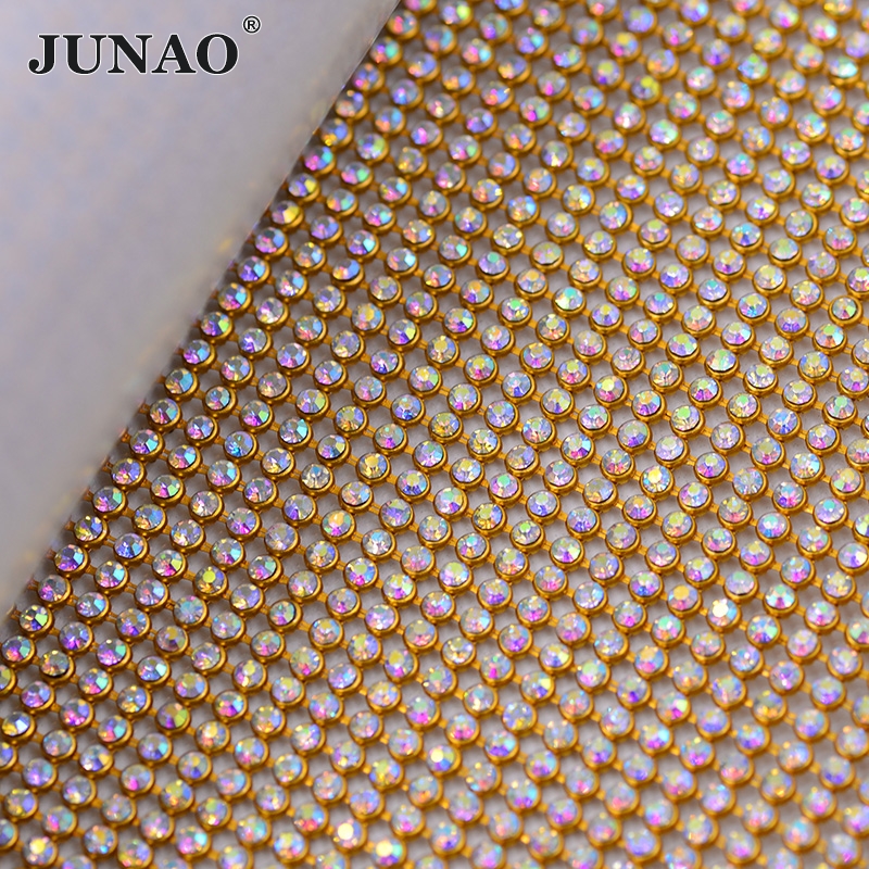 JUNAO 45*120cm Crystal AB Glas - Crystal Mesh Fabric のレビューと価格