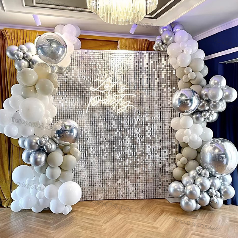12Pcs Silver Shimmer Wall Back - Sequin Fabric Panel のレビューと価格