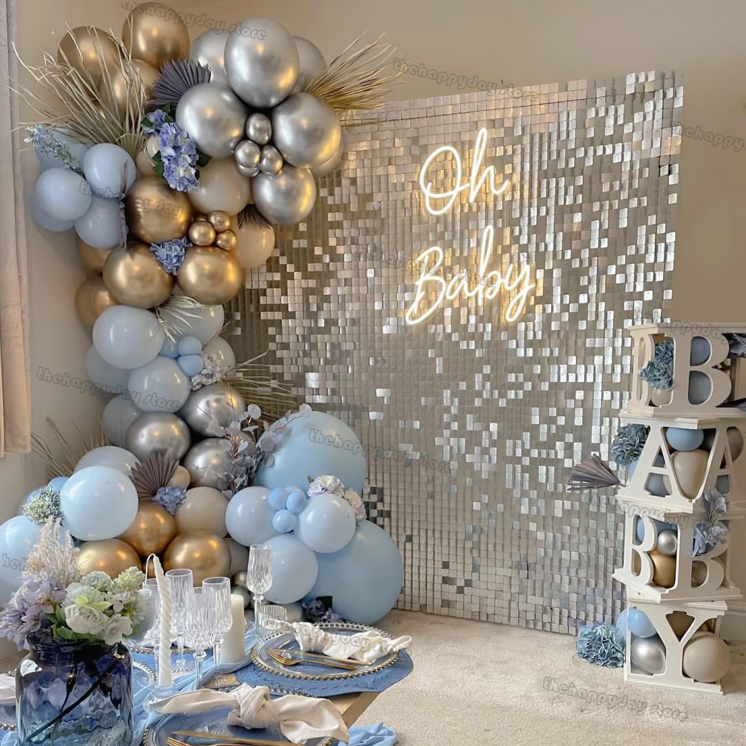 12Pcs Silver Shimmer Wall Back - Sequin Fabric Panel のレビューと価格