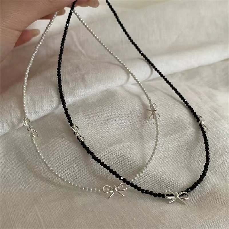 Black Beaded Bowknot Pearl Nec - Pearl Trim Chain のレビューと価格