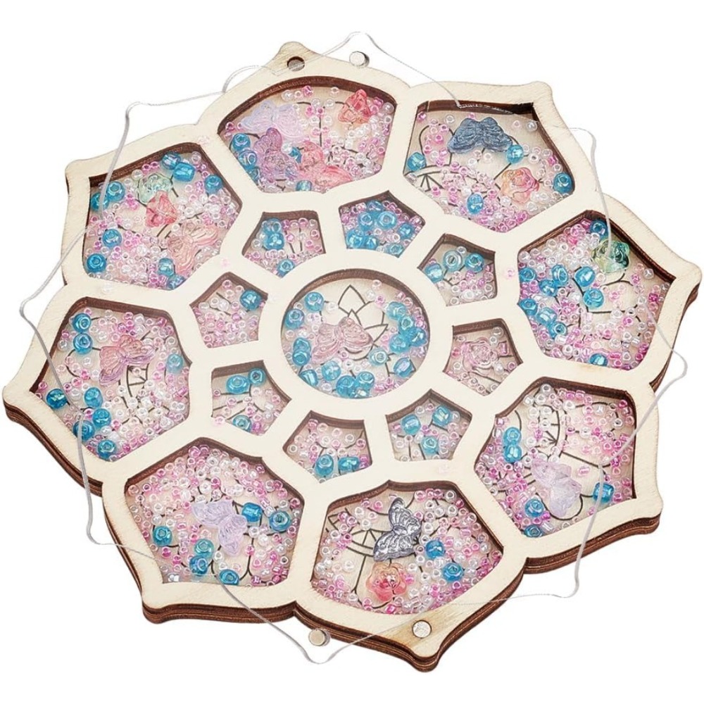 Wood Bead Organizer Tray Flowe - Craft Embellishment Storage のレビューと価格