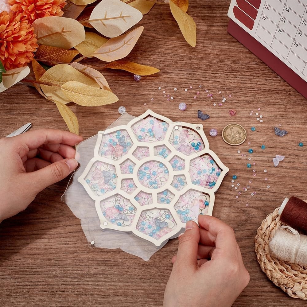 Wood Bead Organizer Tray Flowe - Craft Embellishment Storage のレビューと価格