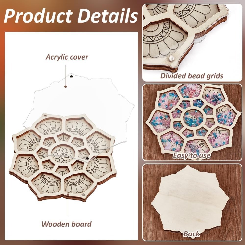 Wood Bead Organizer Tray Flowe - Craft Embellishment Storage のレビューと価格