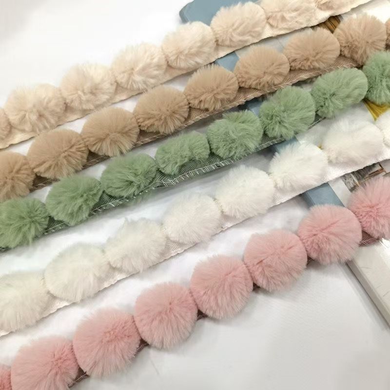 3cm Faux Rabbit Fur Pom Pom Ba - Fringe Ribbon Sewing のレビューと価格