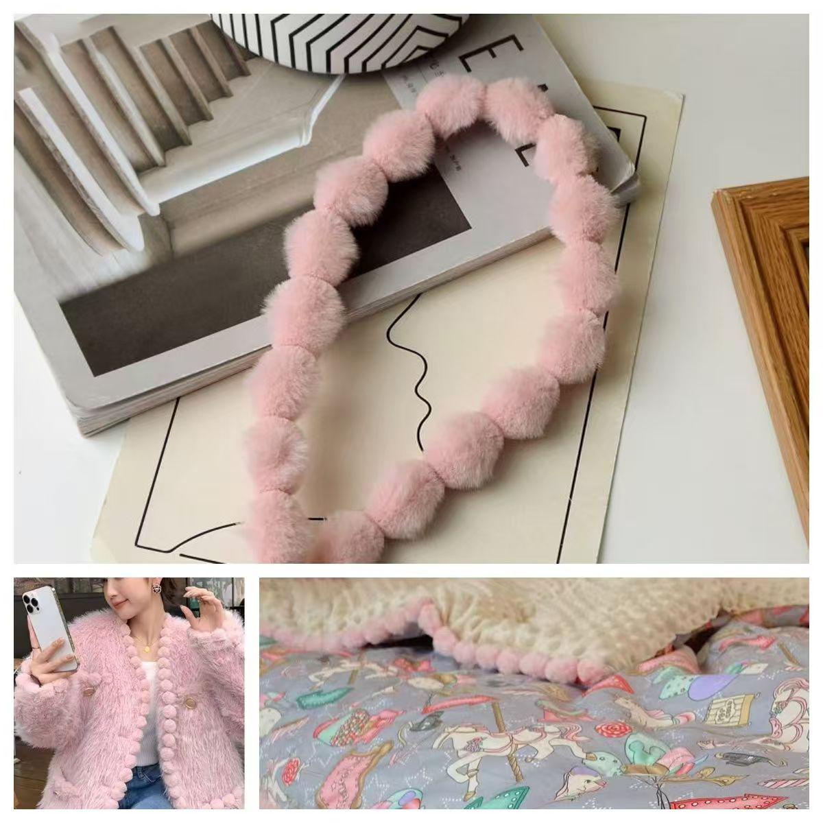 3cm Faux Rabbit Fur Pom Pom Ba - Fringe Ribbon Sewing のレビューと価格