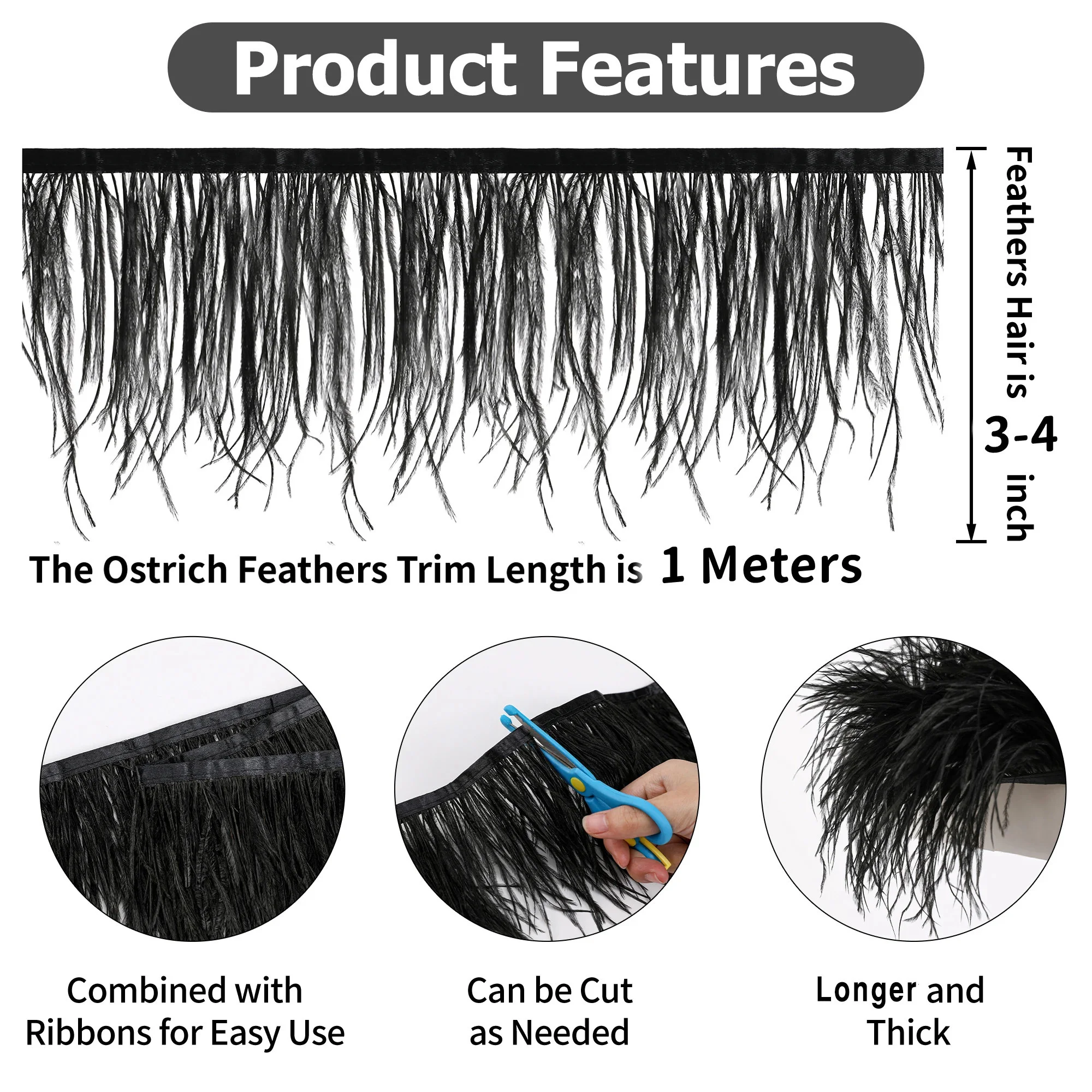 1/10M Natural Plume Black Ostr - Feather Trim Marabou のレビューと価格
