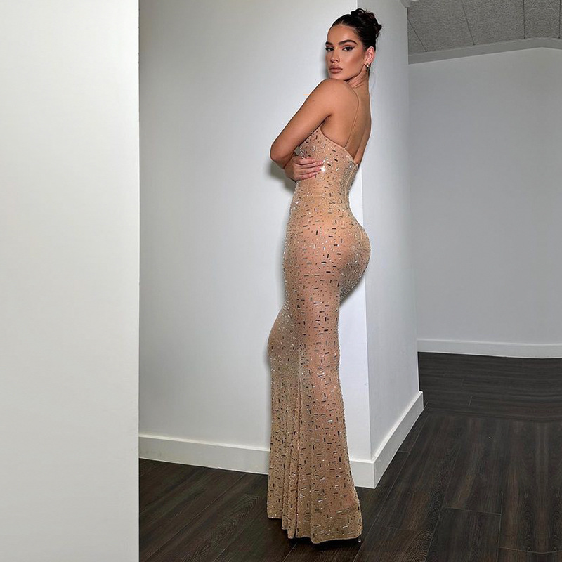 Sexy Strapless Bodycon Dress w - Crystal Mesh Fabric のレビューと価格